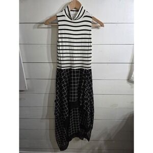 Bailey /44 Women Sz S Black White Striped Maxi Mock Neck Sleeveless Dress Tank